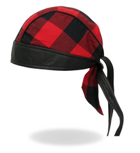 RED Check Flannel with Leather Trim Pre-Tied BREND_3  - Bandana