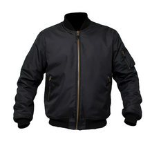 lined BLACK Bomber Jacket with Elbow & Shoulder armour