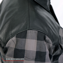 Kevlar Reinforced Leather And Grey Check Flannel Jacket / Shirt