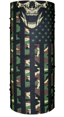 Headwear Patriot Skull USA Flag Green Camo 