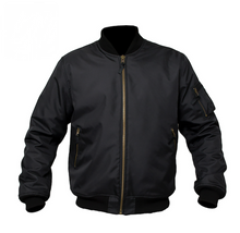 lined BLACK Bomber Jacket with Elbow & Shoulder armour