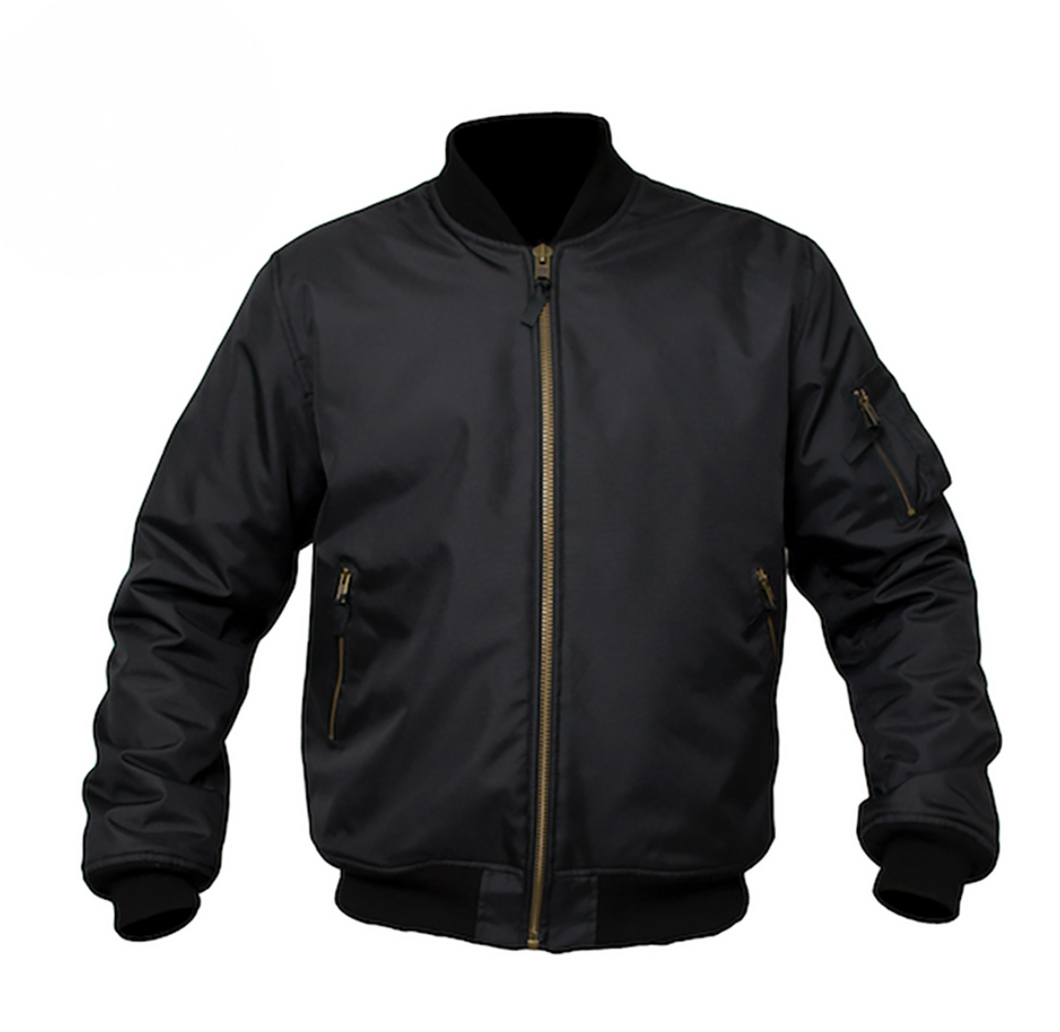 lined BLACK Bomber Jacket with Elbow & Shoulder armour