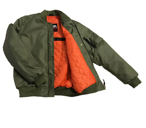 lined Green Bomber Jacket with Elbow & Shoulder armour