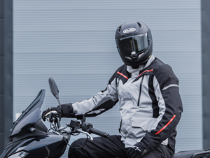 Grey/Black/Red Stealth Motorcycle Jacket