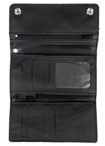 7" Leather Tri-Fold Wallet with chain & Heavy Duty Lobster Clip