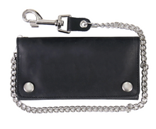 7" Leather Tri-Fold Wallet with chain & Heavy Duty Lobster Clip