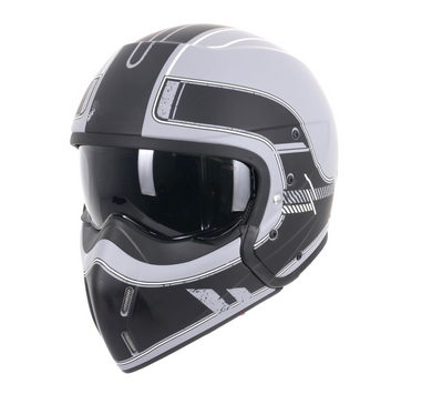 J110 Raster Matt Black & White Full / Open Face Helmet