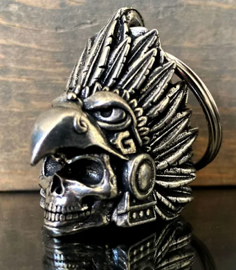 3D Aztec Eagle Warrior Skull  Bell