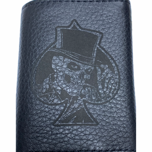  Tri Fold Soft Engrained Leather Wallet with 4 interior pockets, chain & leather belt loop