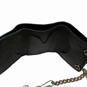  Tri Fold Soft Leather Wallet with 4 interior pockets, chain & leather belt loop
