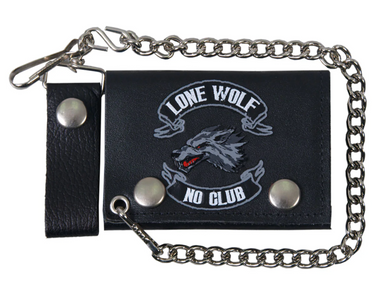 Lone Wolf Leather Wallet with Security Chain