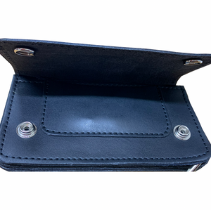  Bi Fold Leather Wallet 5 interior pockets Heavy Duty Chain