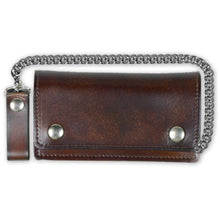 Antiqued Brown Leather Bi Fold Wallet Chain & Clip, Lifestyle Accessories