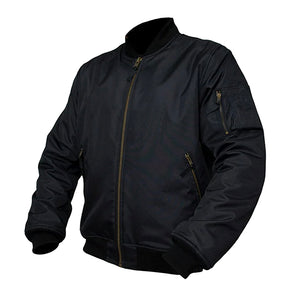 lined BLACK Bomber Jacket with Elbow & Shoulder armour
