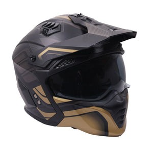 Multi Function Motorcycle Full & Open Face Helmet -Orbit Black & Gold